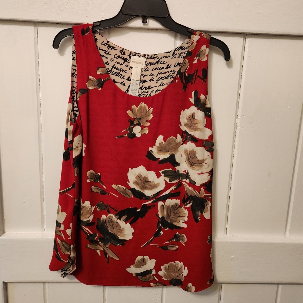 Chico's reversible red floral tank